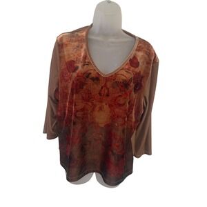 DB Sport Women's Floral Butterfly Top Boho Artwear Tunic Lagenlook Y2K‎ Medium